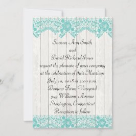 Inbjudan till Teal Snöre och Wood Rustic Wedding