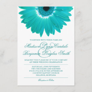 Inbjudan till Teal Turcos Aqua Daisy Wedding