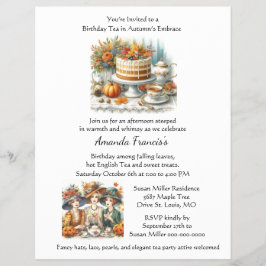Inbjudan till teapartiet höstfödelsedag reklamblad