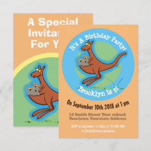 Inbjudan till tecknad av Funny Kangaroo och Koalas
