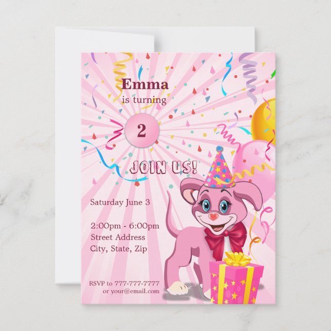 Inbjudan till Tecknad av personligens födelsedagsv (Framsida)