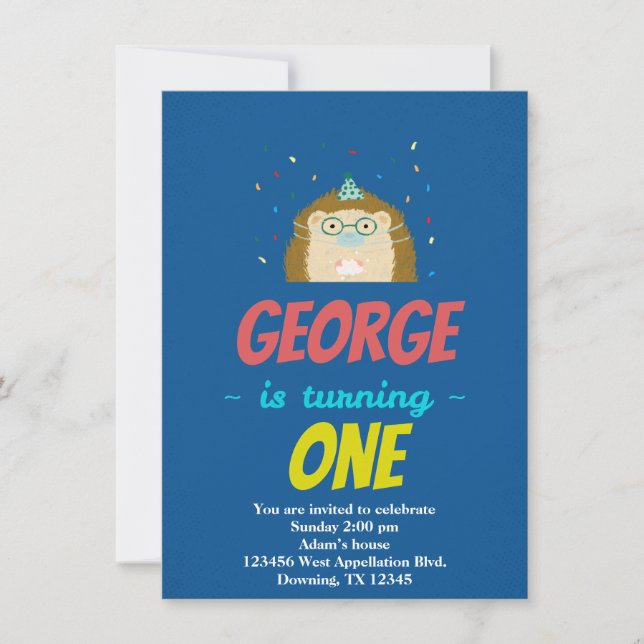 Inbjudan till Tecknad för barnporcupinkonfetti i a (Framsida)