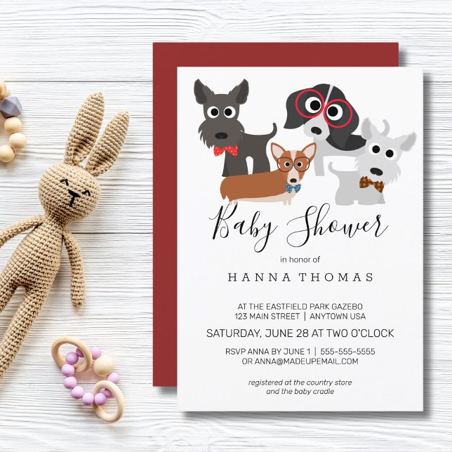 Inbjudan till tecknad hund Baby Shower (dog theme baby shower
)