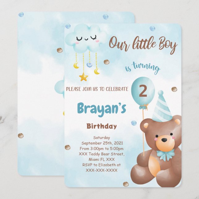 Inbjudan till Teddybjörn (Fram/baksida)