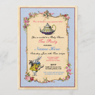 Inbjudan till Tekannan för tea Party Baby Shower B
