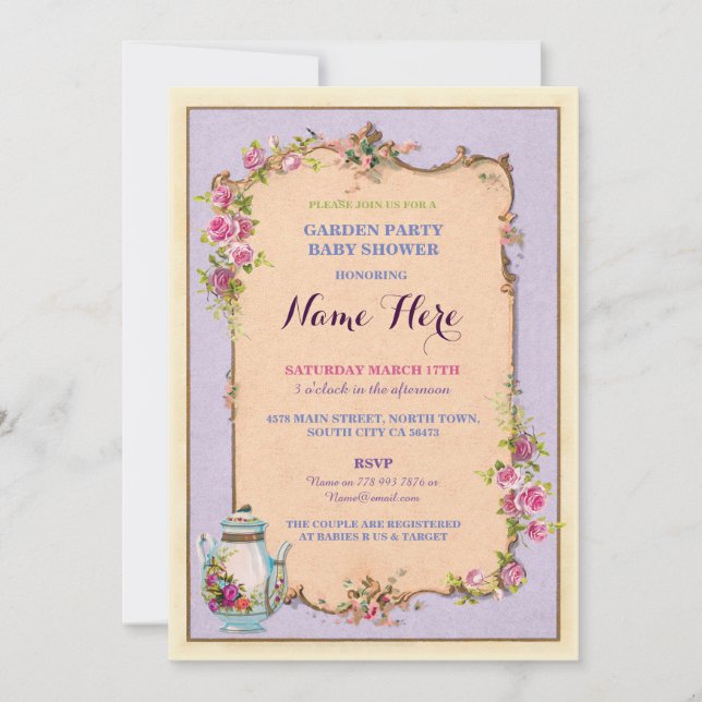 Inbjudan till Tekannan Tona Party Baby Shower Gard (Framsida)