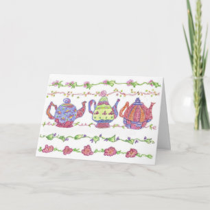 Inbjudan till tekannor Tea Time Flowers