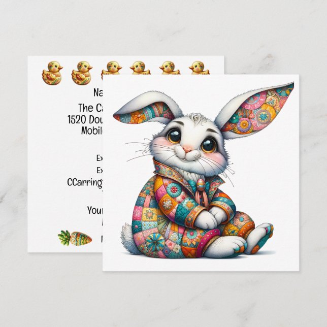 Inbjudan till tema för skadlig Påskhare (Fram/baksida)