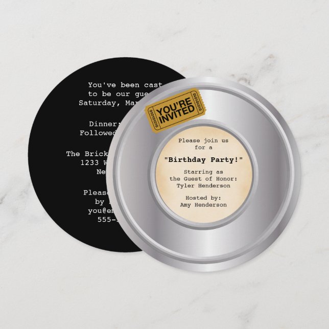 Inbjudan till Temapartyet Film/Film (Fram/baksida)