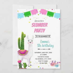 Inbjudan till temapartyet Llama slumber party