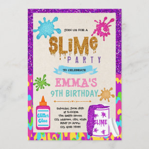 Inbjudan till temapartyet Slime Girl