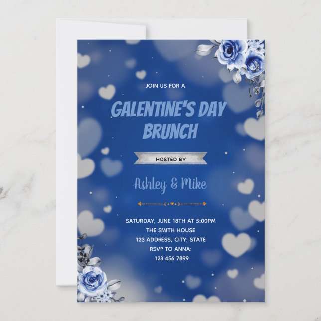 Inbjudan till temat Blue valentine brunch (Framsida)
