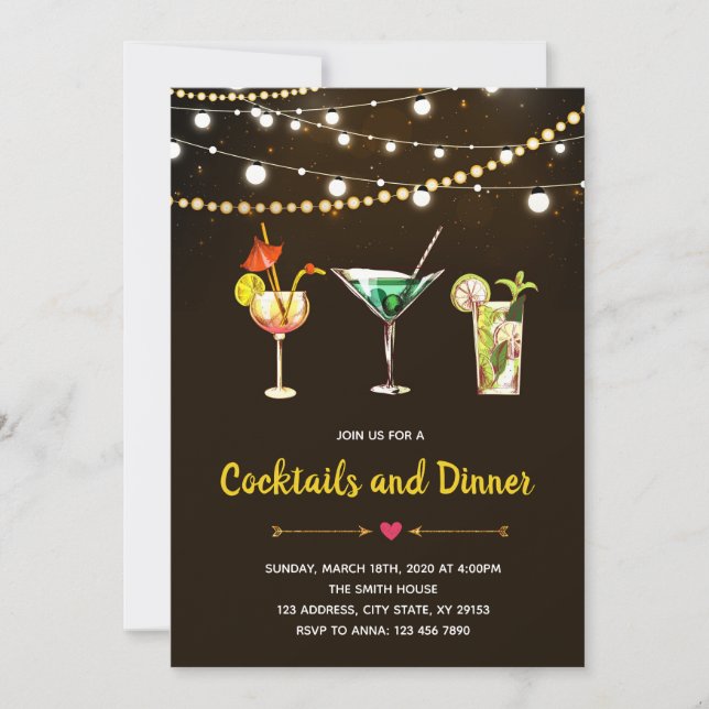 Inbjudan till temat Cocktail party (Framsida)