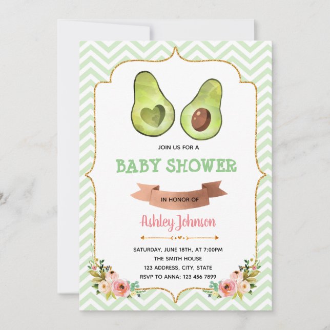 Inbjudan till temat Cute avocado party (Framsida)