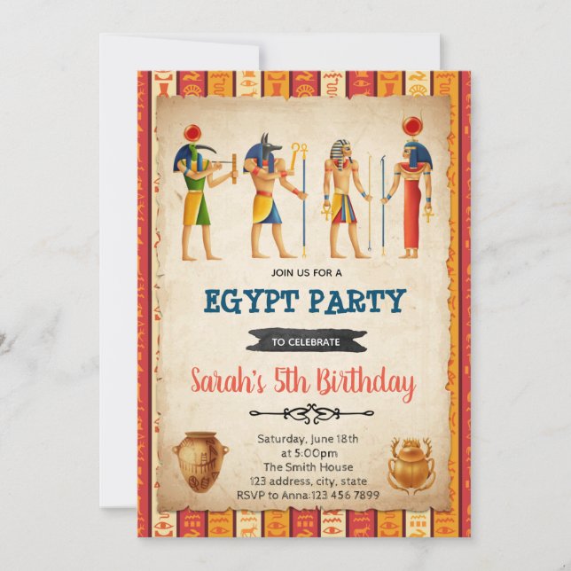 Inbjudan till temat Egypten födelsedagsfest (Framsida)