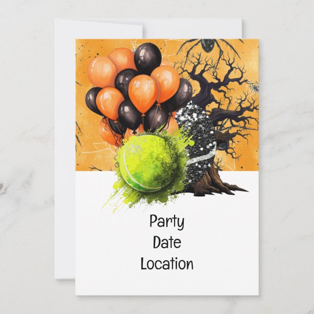 Inbjudan till Tennis Halloween fest Papper Tallrik (Framsida)