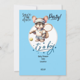 "Inbjudan till tennis-Theter Baby Shower - Blue &  Inbjudningar