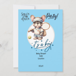 "Inbjudan till tennis-Theter Baby Shower - Blue & Inbjudningar