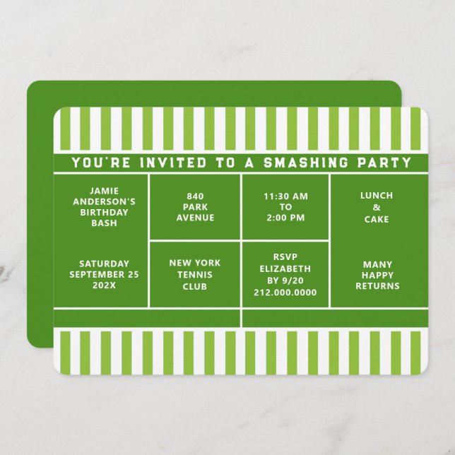 Inbjudan till tennisfest (Fram/baksida)