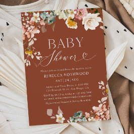 Inbjudan till Terracotta Blommigt Baby Shower