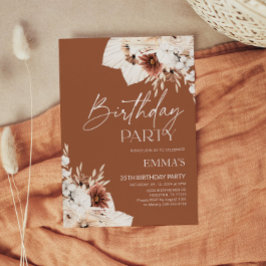 Inbjudan till Terracotta Boho Pampas på födelsedag