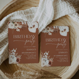 Inbjudan till Terracotta Boho Pampas på födelsedag