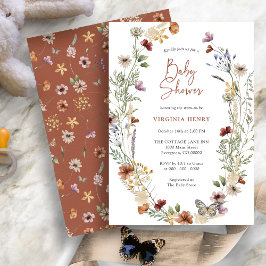 Inbjudan till Terracotta Boho Wildblomma Baby Show