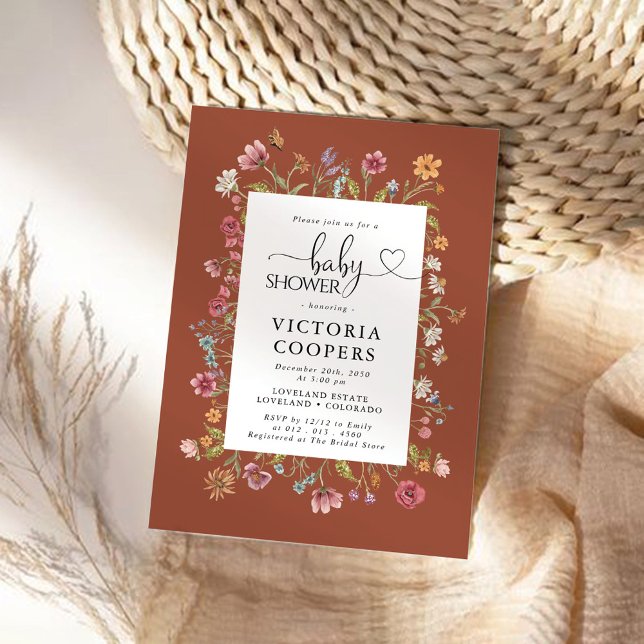 Inbjudan till Terracotta Wildblomma Baby Shower (Skapare uppladdad)