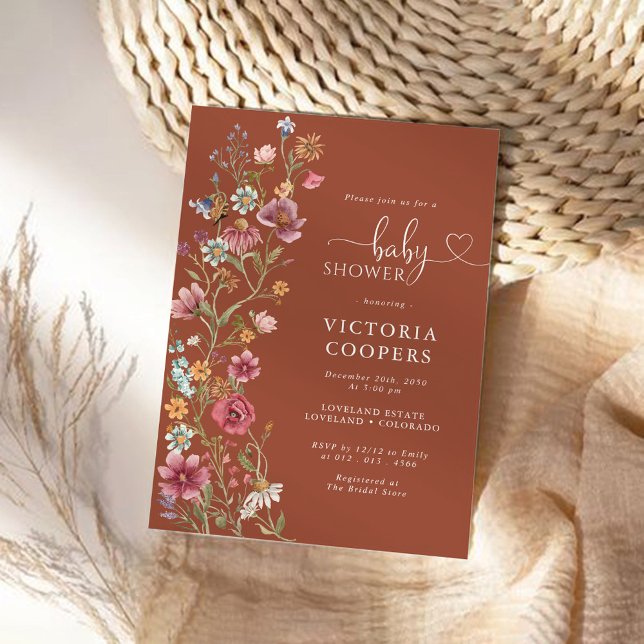 Inbjudan till Terracotta Wildblomma Baby Shower (Skapare uppladdad)