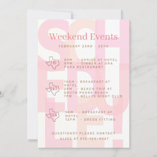 Inbjudan till Texas Bachelorette Weekend Events