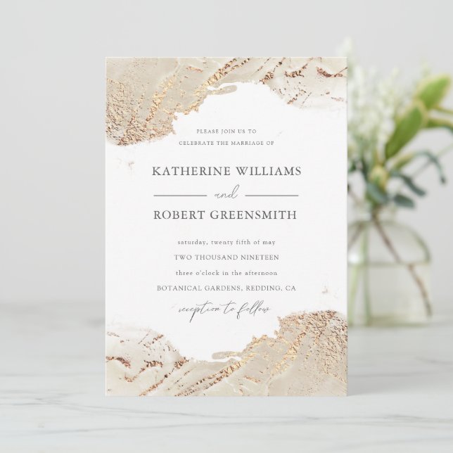 Inbjudan till texturerad Guld Faux Foil Elegant br (Stående Fram)