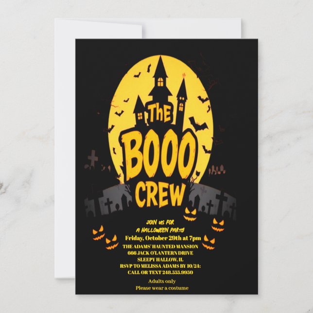 Inbjudan till TF Boo Crew Halloween fest (Framsida)