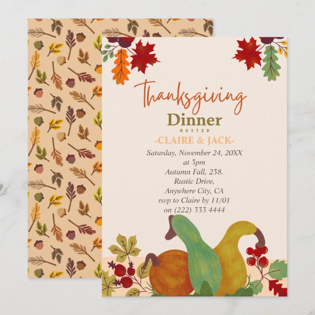 Inbjudan till thanksgiving (Fram/baksida)