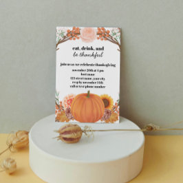 Inbjudan till Thanksgiving av blommigt Pumpkin