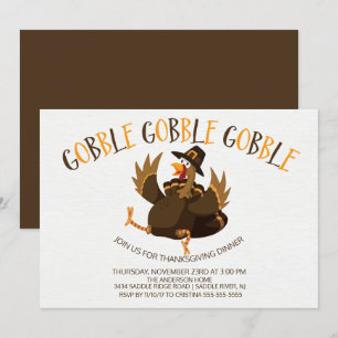 Inbjudan till Thanksgiving av Cute Gobble-Turkiet