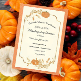 Inbjudan till Thanksgiving av elegant guldgolv
