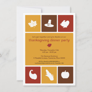 Inbjudan till Thanksgiving av enkla ikoner - midda