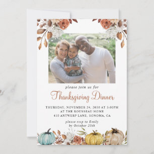 Inbjudan till Thanksgiving av familjefotinje