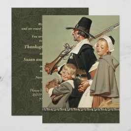 Inbjudan till Thanksgiving av pilgrimfamiljens mid