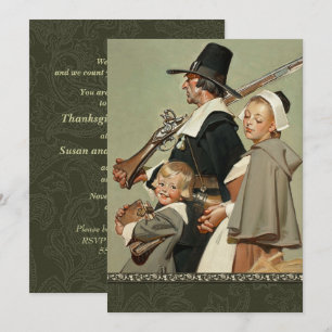 Inbjudan till Thanksgiving av pilgrimfamiljens mid