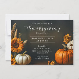 Inbjudan till Thanksgiving av pumpa och solros