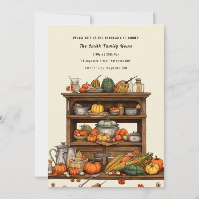 Inbjudan till Thanksgiving av rumstemperatur (Framsida)