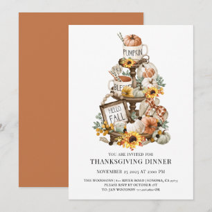 Inbjudan till Thanksgiving av Rustic Wood-middagen