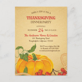 Inbjudan till Thanksgiving av vintage Pumpkin