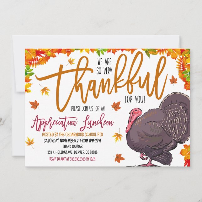 Inbjudan till thanksgiving-avskrivning (Framsida)