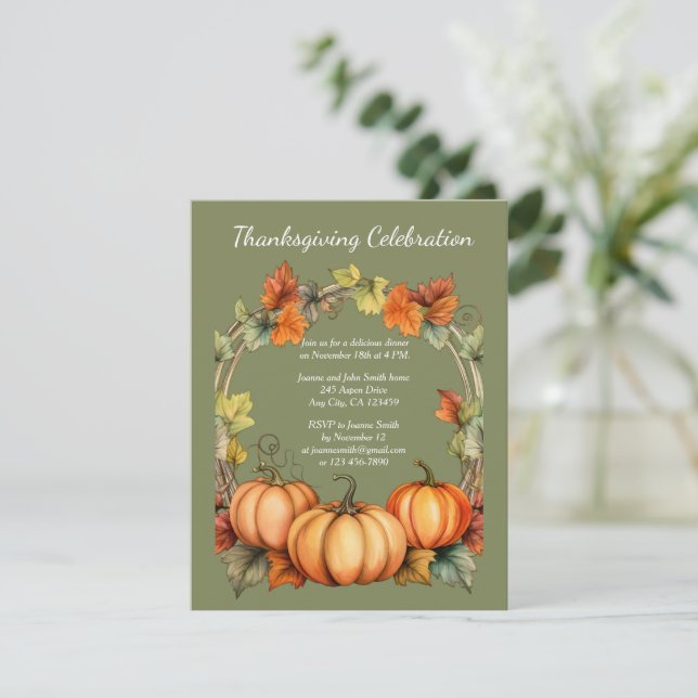 Inbjudan till thanksgiving Dag Middag (Stående Fram)