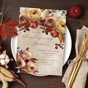Inbjudan till Thanksgiving för Blommigt till höste