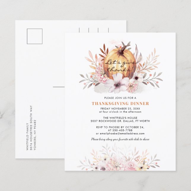 Inbjudan till Thanksgiving för budgetpumpning - mi (Fram/baksida)