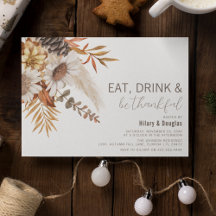 Inbjudan till Thanksgiving för höst löv & Blommigt