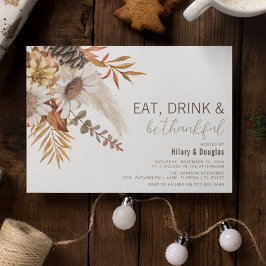 Inbjudan till Thanksgiving för höst löv & Blommigt